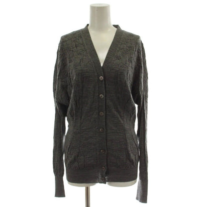 Louis Vuitton Cardigan M Gray Wool Long Sleeve Neck GG