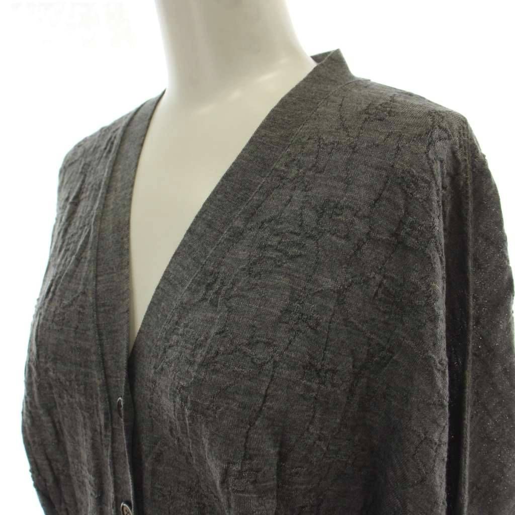 Louis Vuitton Cardigan M Gray Wool Long Sleeve Neck GG