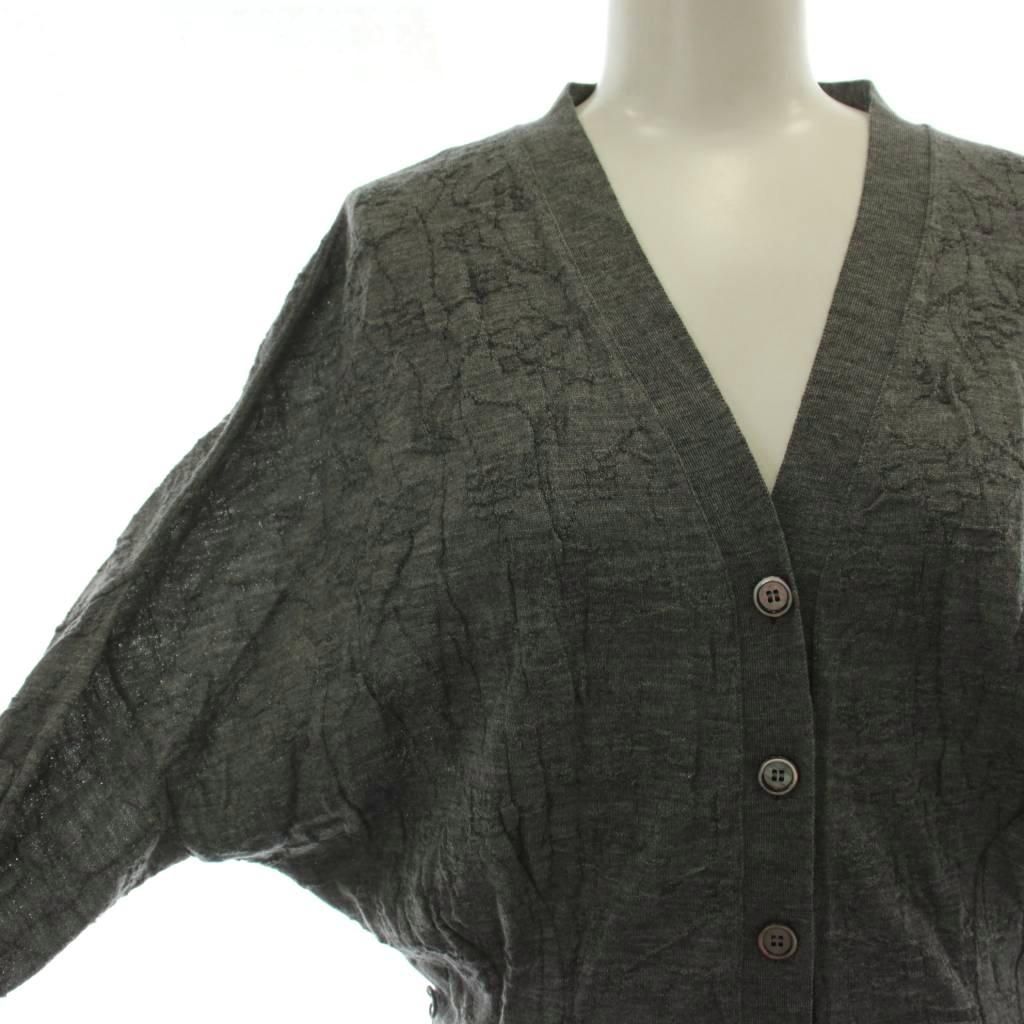 Louis Vuitton Cardigan M Gray Wool Long Sleeve Neck GG