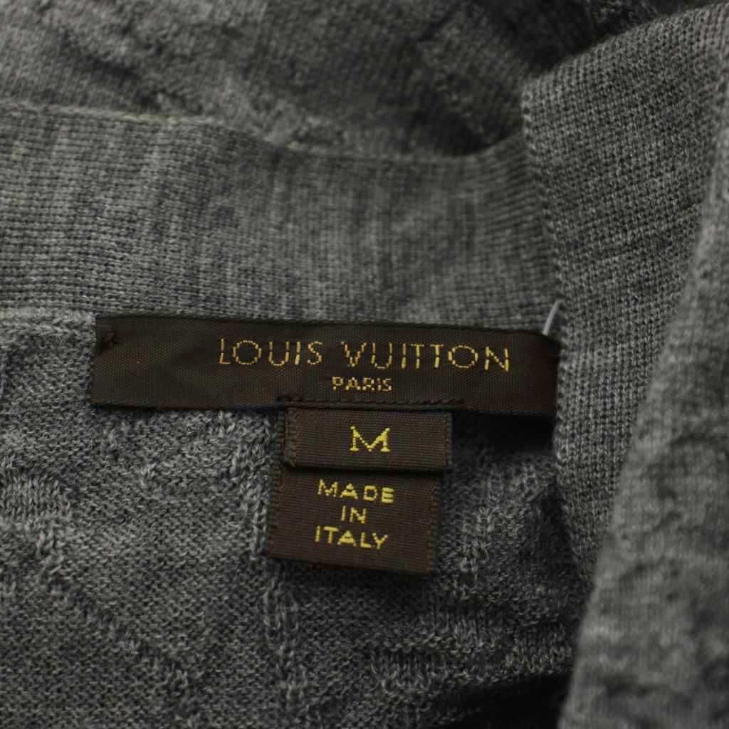Louis Vuitton Cardigan M Gray Wool Long Sleeve Neck GG