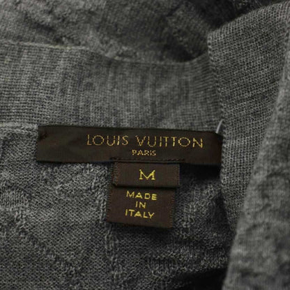 Louis Vuitton Cardigan M Gray Wool Long Sleeve Neck GG
