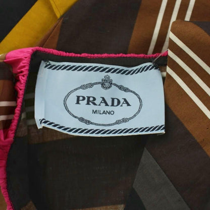 Prada Milan Collection Dress Multicolor Half Sleeve Border Below Knee Length GG