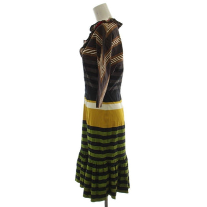 Prada Milan Collection Dress Multicolor Half Sleeve Border Below Knee Length GG