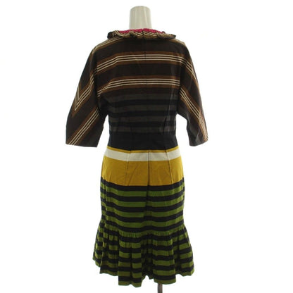 Prada Milan Collection Dress Multicolor Half Sleeve Border Below Knee Length GG