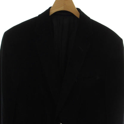 Gucci Tailored Jacket Blue Leather Black Corduroy Logo Metal Button GG