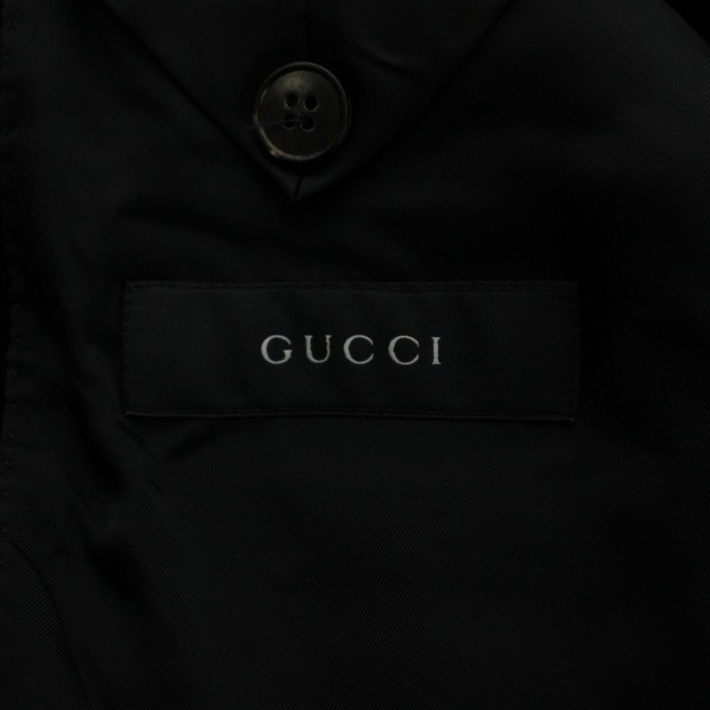Gucci Tailored Jacket Blue Leather Black Corduroy Logo Metal Button GG