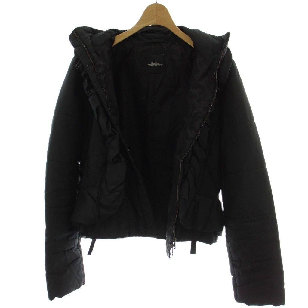 Max Mara Weekend Line Jacket 40 Black Long Sleeve Volume Neck GG