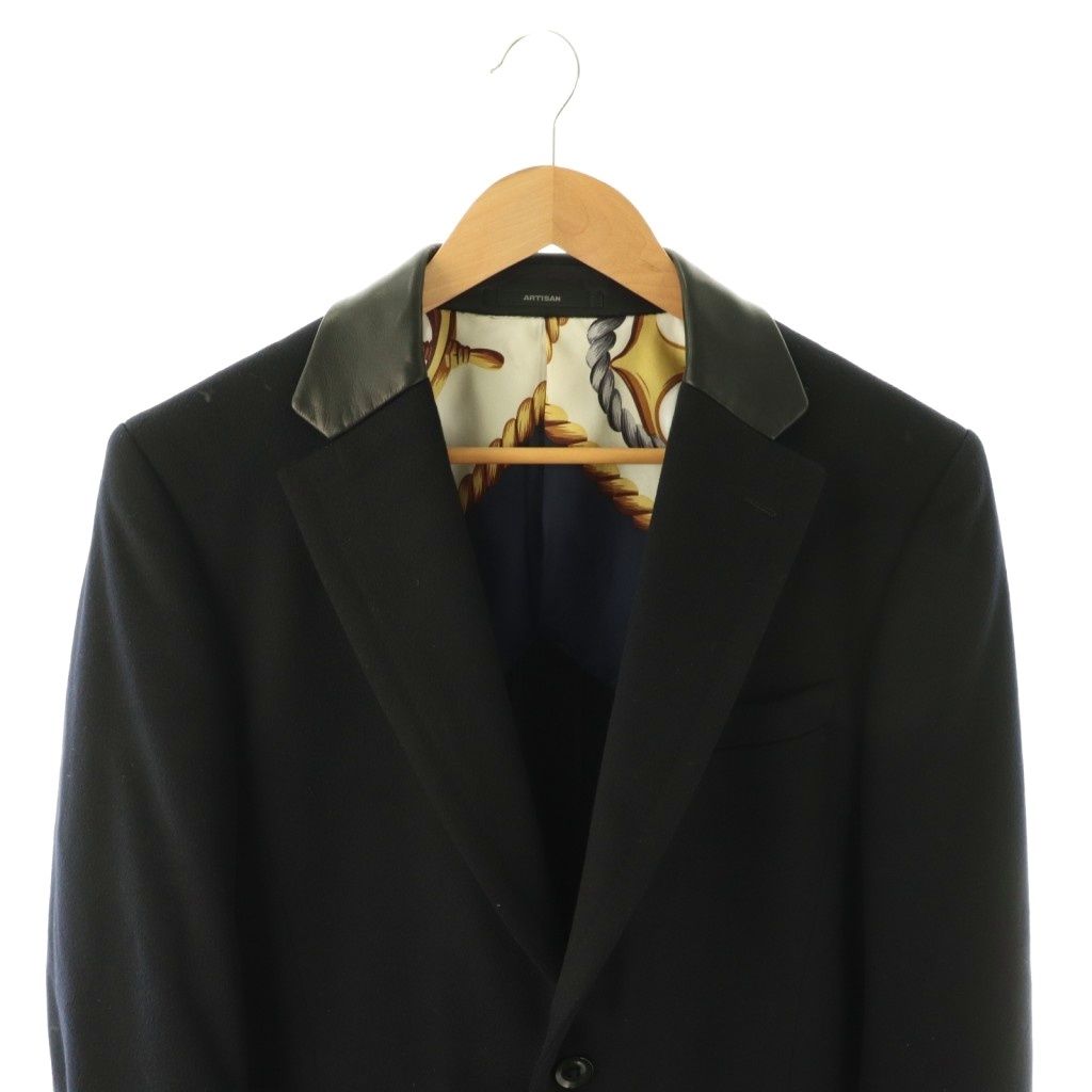 Loro Piana Artisan Coat Star Wool Cashmere Blend Collar Switch L Black