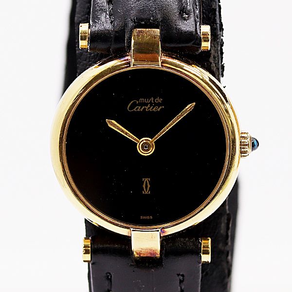 Cartier Must Vandeme Quartz Black Dial Watch