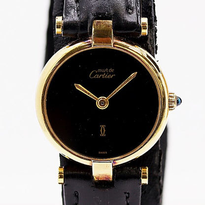 Cartier Must Vandeme Quartz Black Dial Watch