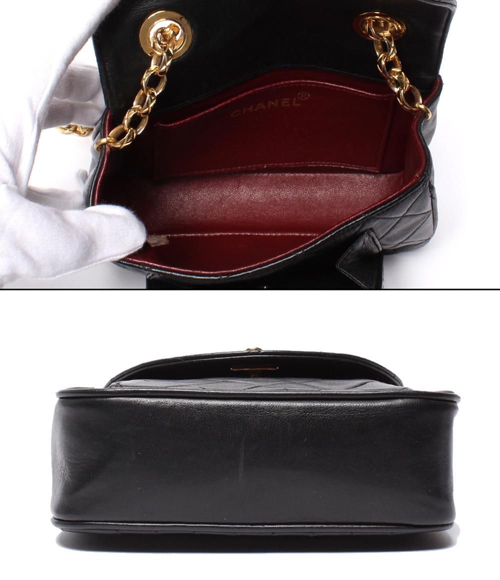 Chanel Chain Shoulder Bag Mini Quilted Gold Lambskin