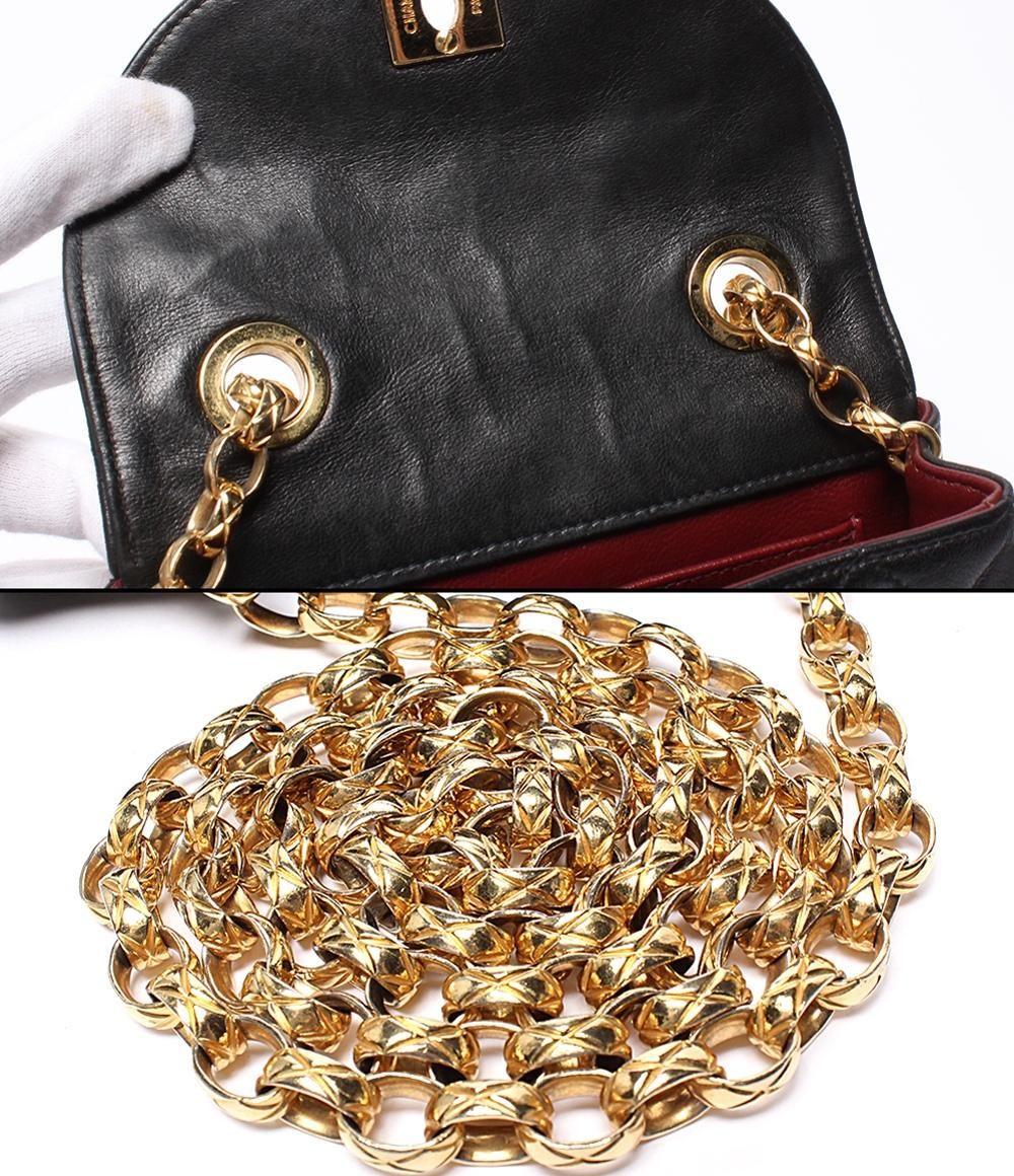 Chanel Chain Shoulder Bag Mini Quilted Gold Lambskin