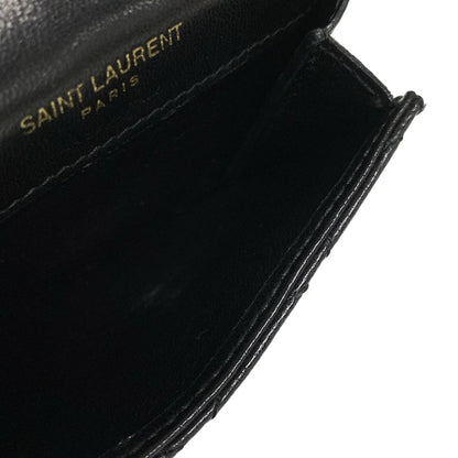 Saint Laurent Paris Coin Case Black Quilted Card with Leather