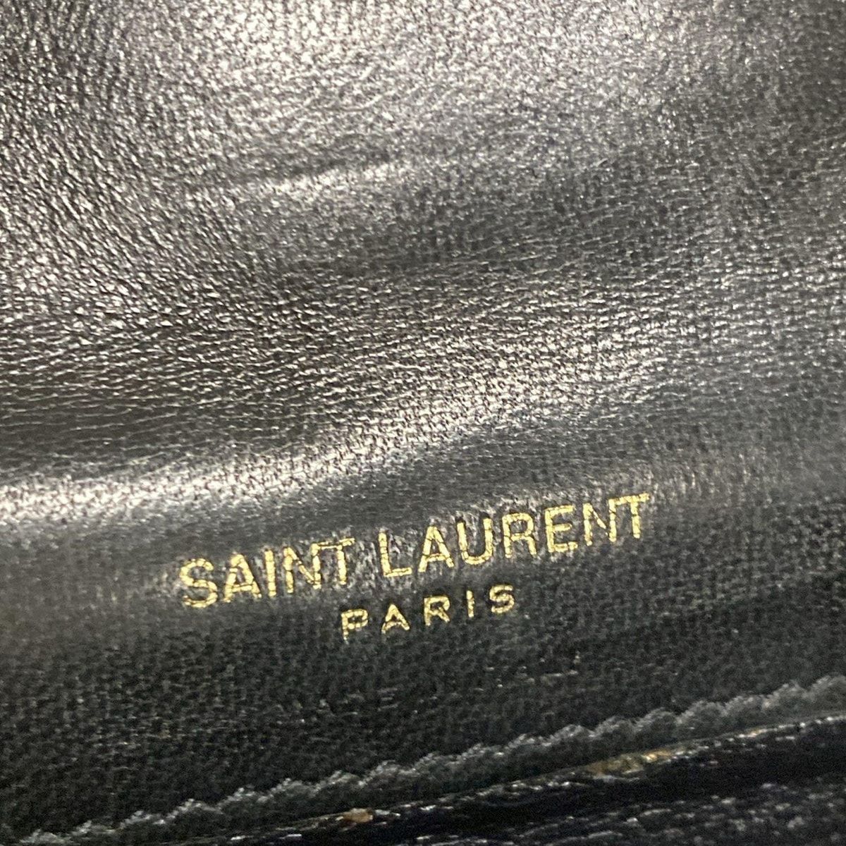 Saint Laurent Paris Coin Case Black Quilted Card with Leather