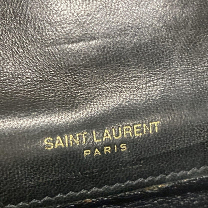 Saint Laurent Paris Coin Case Black Quilted Card with Leather