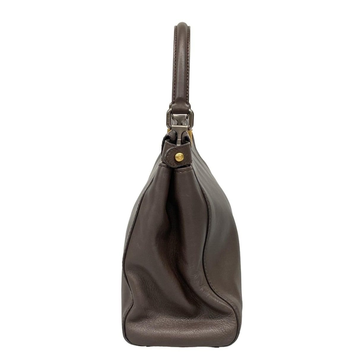 Fendi Handbag Peekaboo Iconic Dark Brown Leather