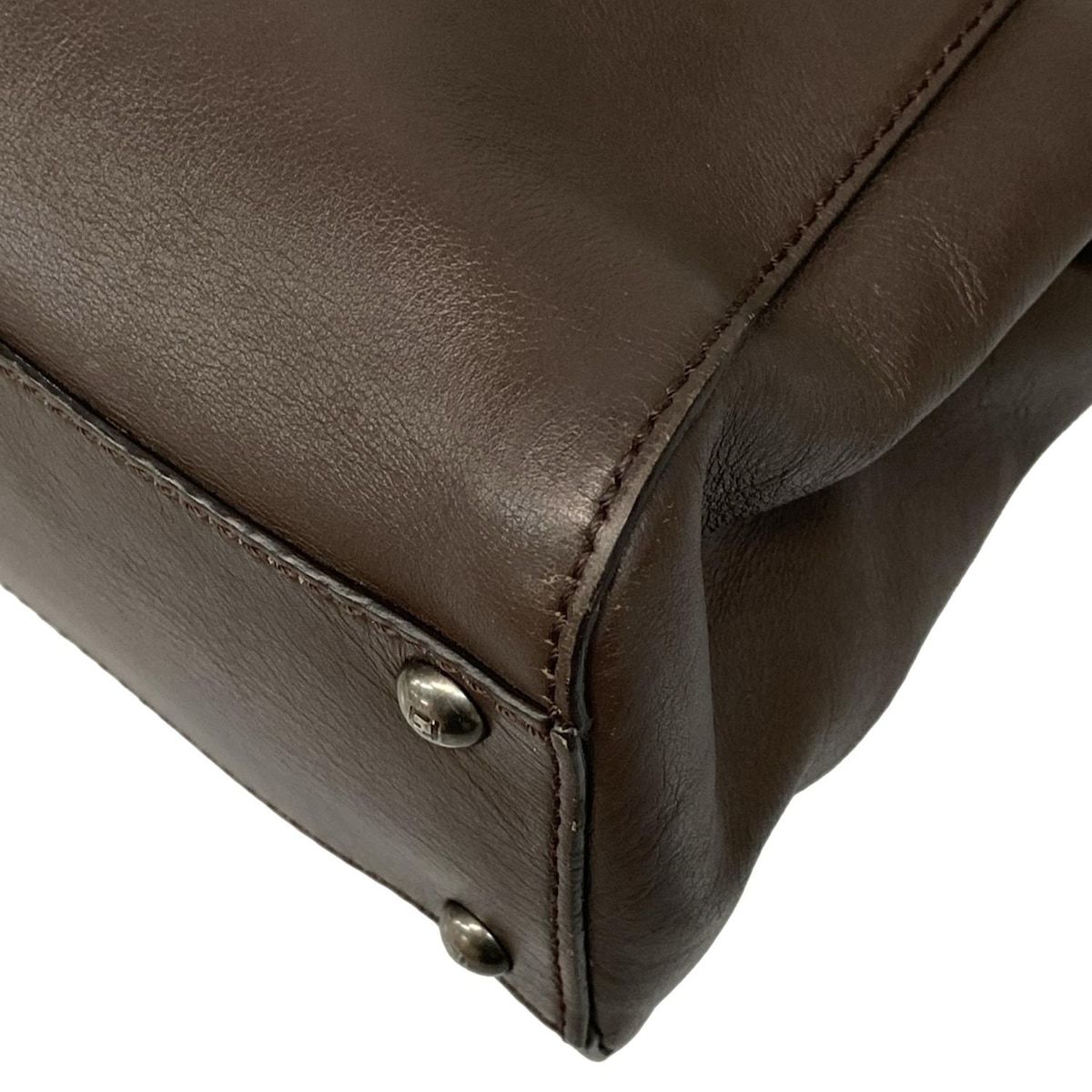 Fendi Handbag Peekaboo Iconic Dark Brown Leather