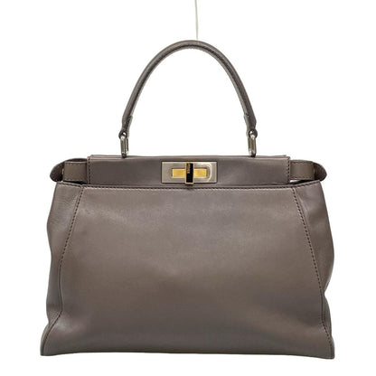 Fendi Handbag Peekaboo Iconic Dark Brown Leather