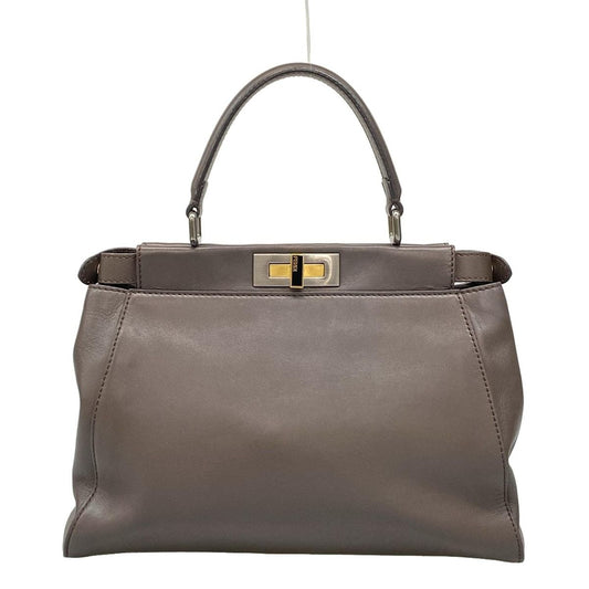 Fendi Handbag Peekaboo Iconic Dark Brown Leather