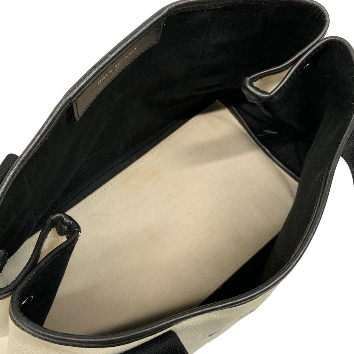 Balenciaga Tote Navy Cabas S Ivory Black Leather