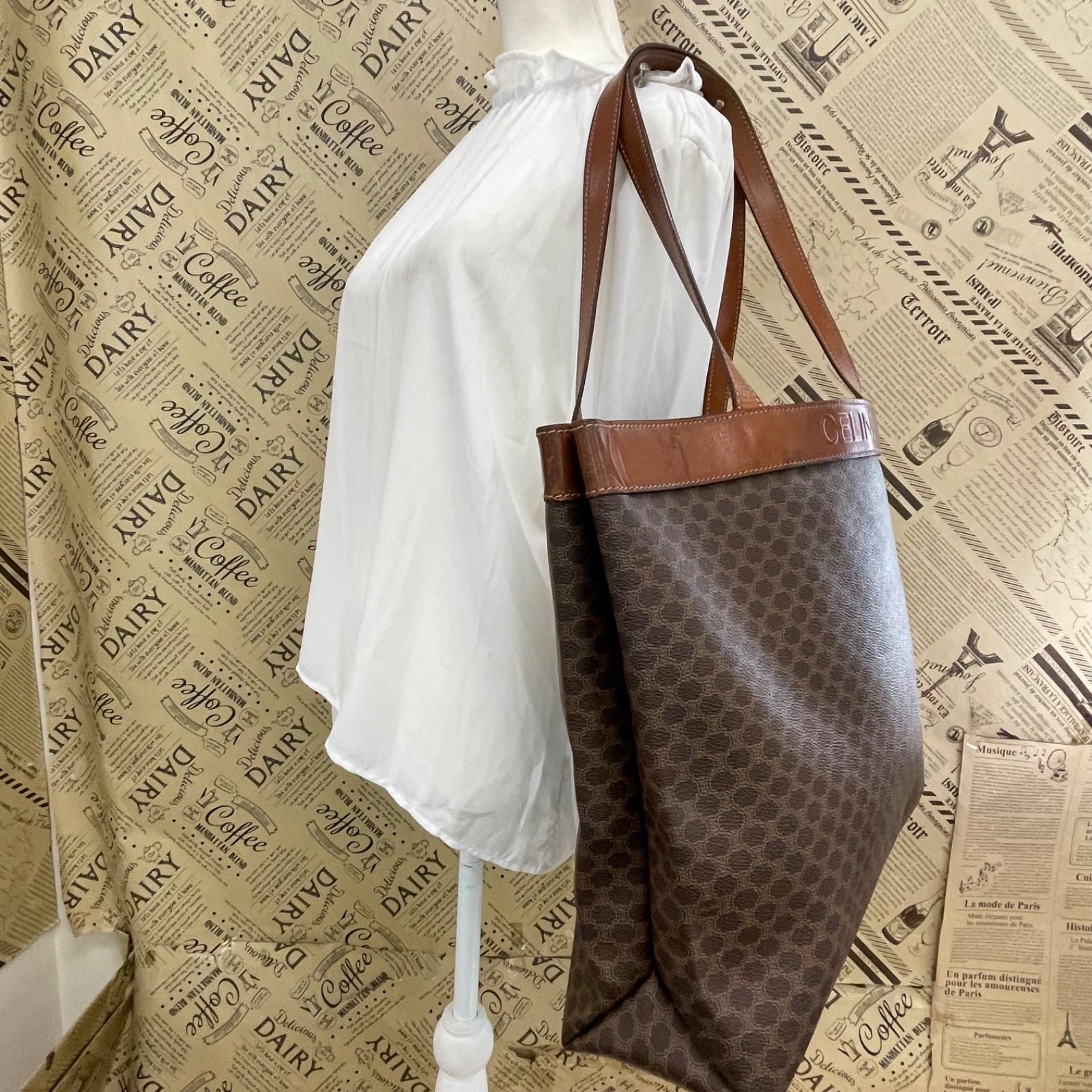 Celine Macadam Monogram Leather Bag