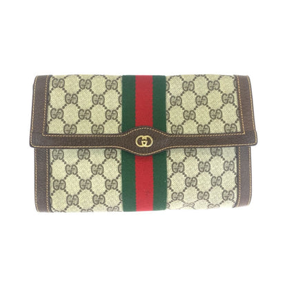Gucci Vintage Sherry Line Beige Brown Gold 38 Clutch