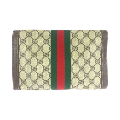 Gucci Vintage Sherry Line Beige Brown Gold 38 Clutch