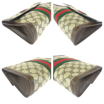 Gucci Vintage Sherry Line Beige Brown Gold 38 Clutch