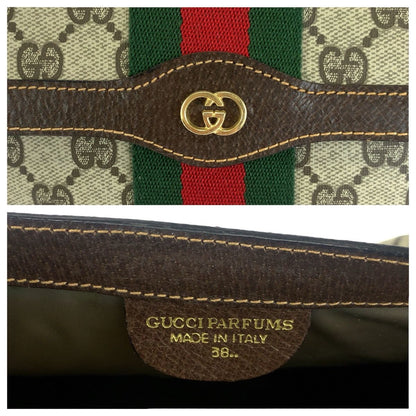 Gucci Vintage Sherry Line Beige Brown Gold 38 Clutch