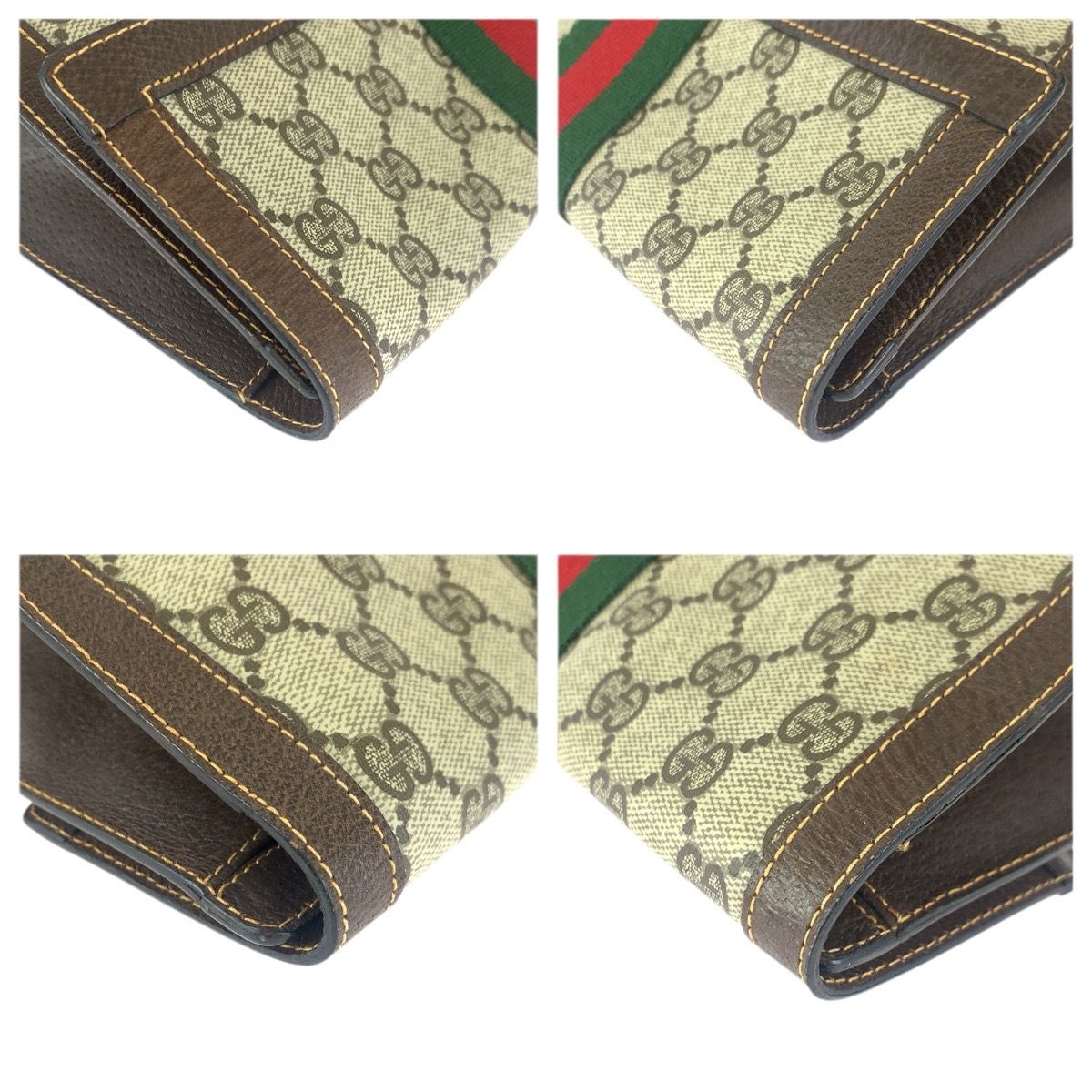 Gucci Vintage Sherry Line Beige Brown Gold 38 Clutch