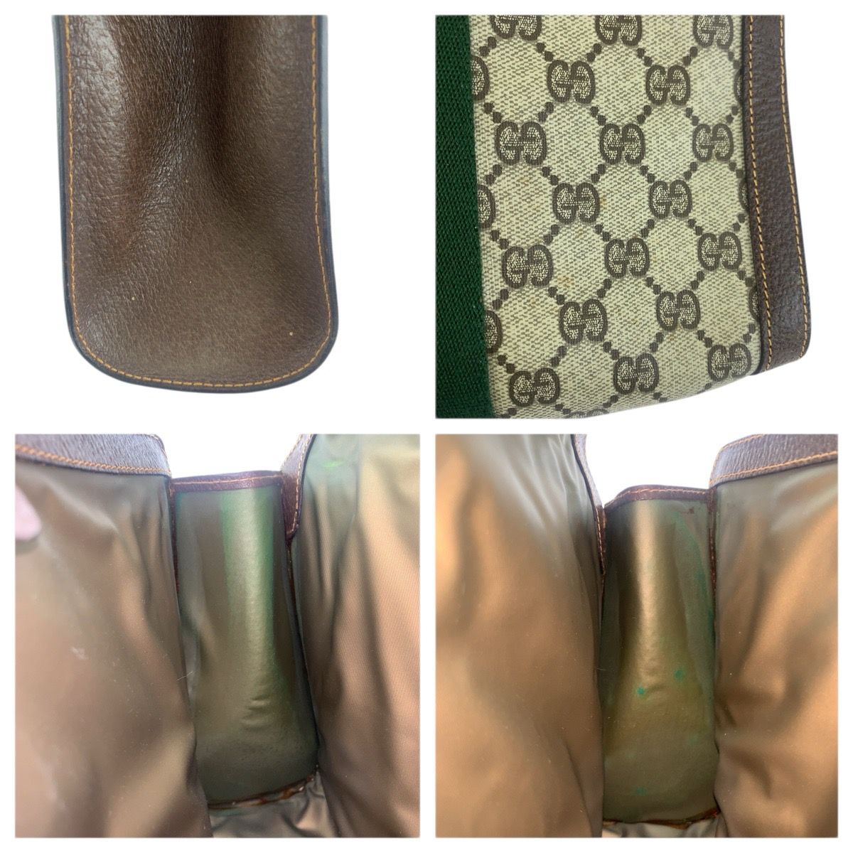 Gucci Vintage Sherry Line Beige Brown Gold 38 Clutch