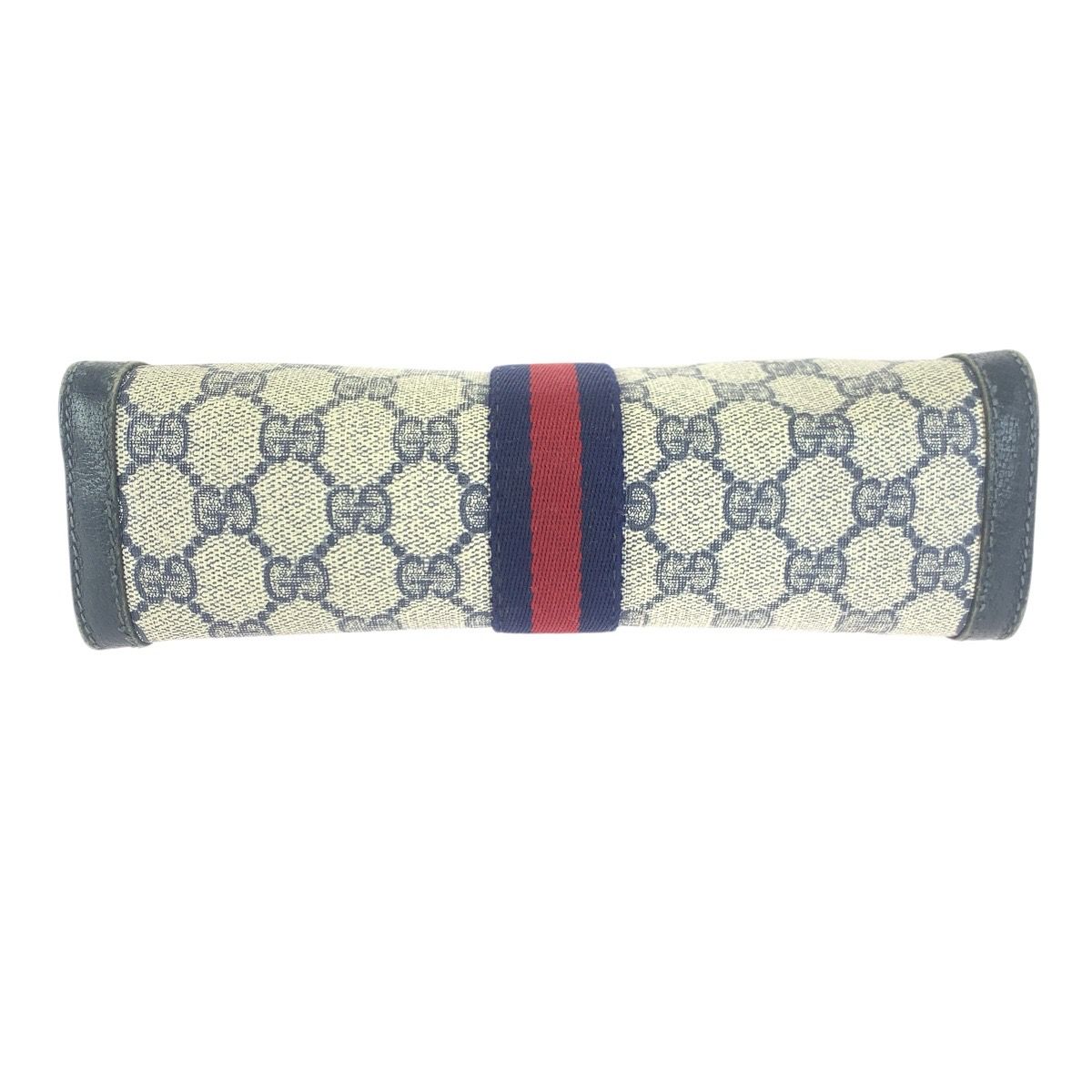Gucci Vintage Sherry Line Navy Red 67 014 Clutch
