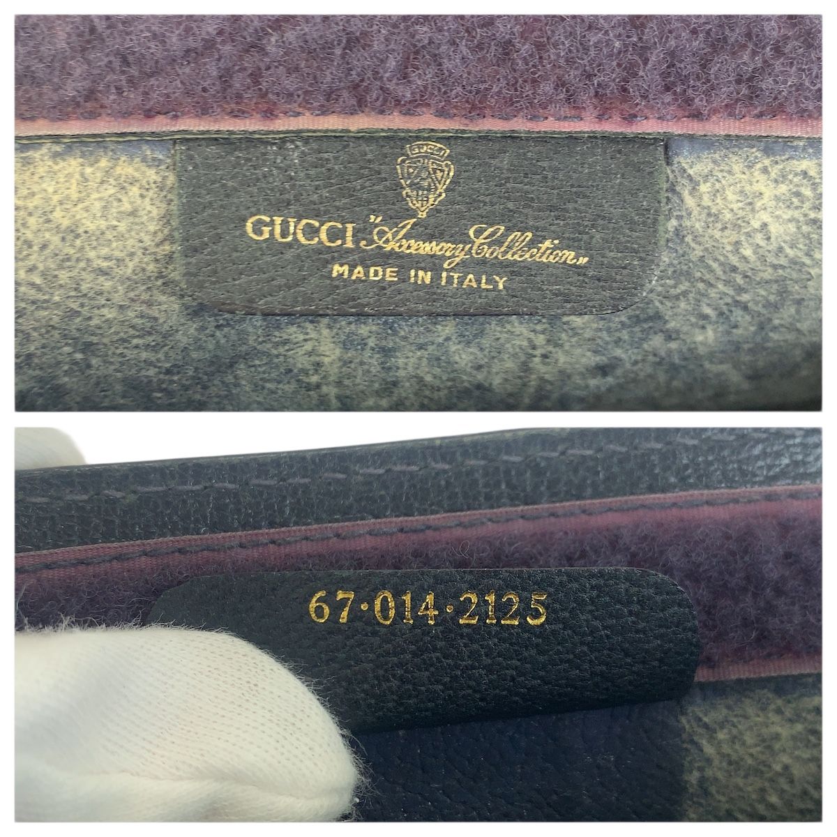 Gucci Vintage Sherry Line Navy Red 67 014 Clutch