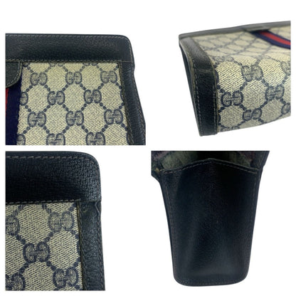 Gucci Vintage Sherry Line Navy Red 67 014 Clutch