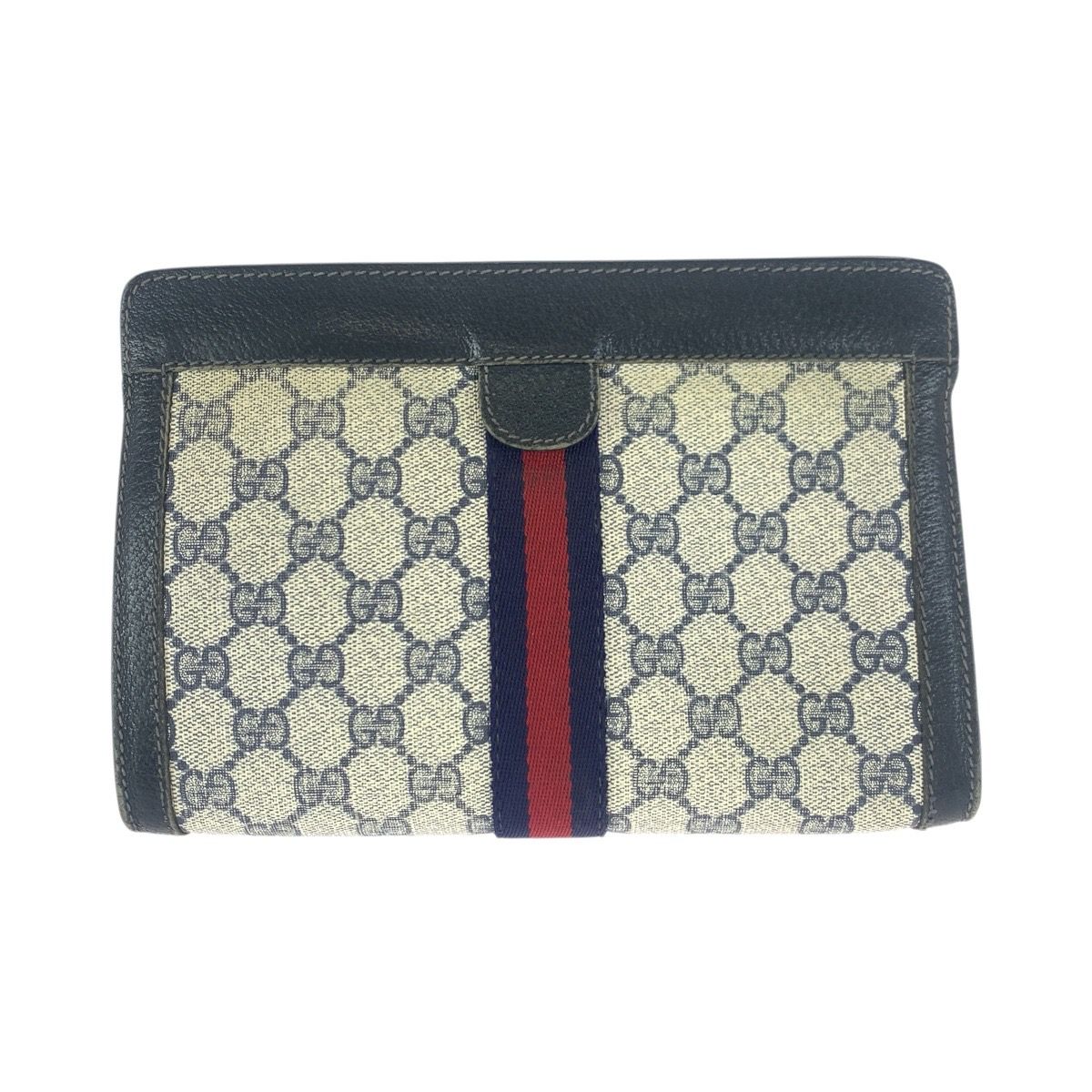 Gucci Vintage Sherry Line Navy Red 67 014 Clutch