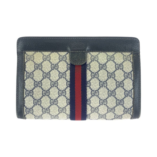 Gucci Vintage Sherry Line Navy Red 67 014 Clutch