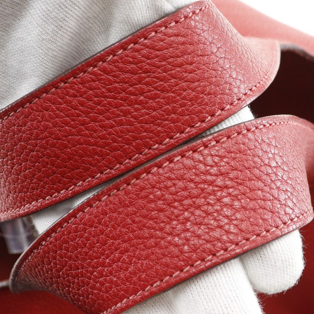 Hermes Picotin Lock GM Taurillon Clemence Red Silver Handbag