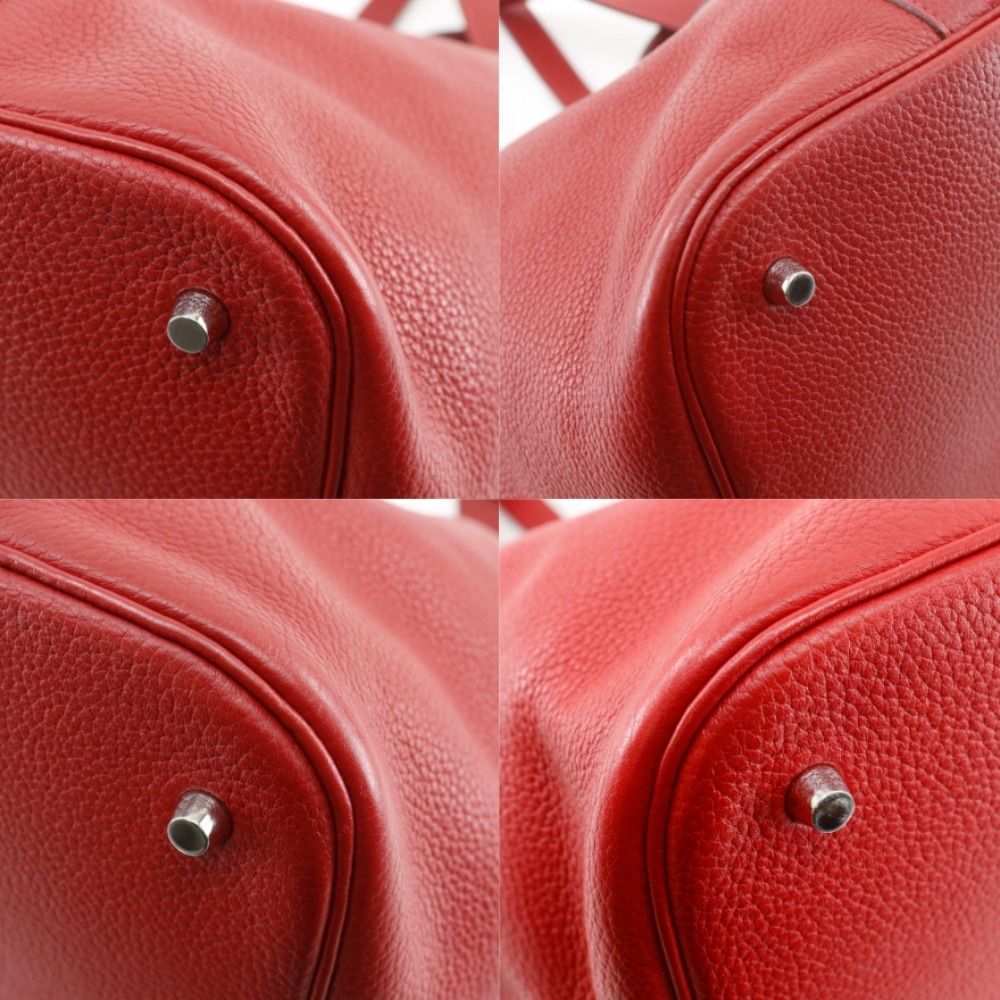 Hermes Picotin Lock GM Taurillon Clemence Red Silver Handbag