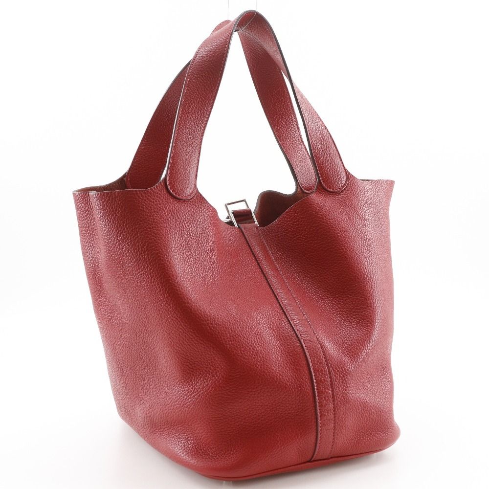 Hermes Picotin Lock GM Taurillon Clemence Red Silver Handbag