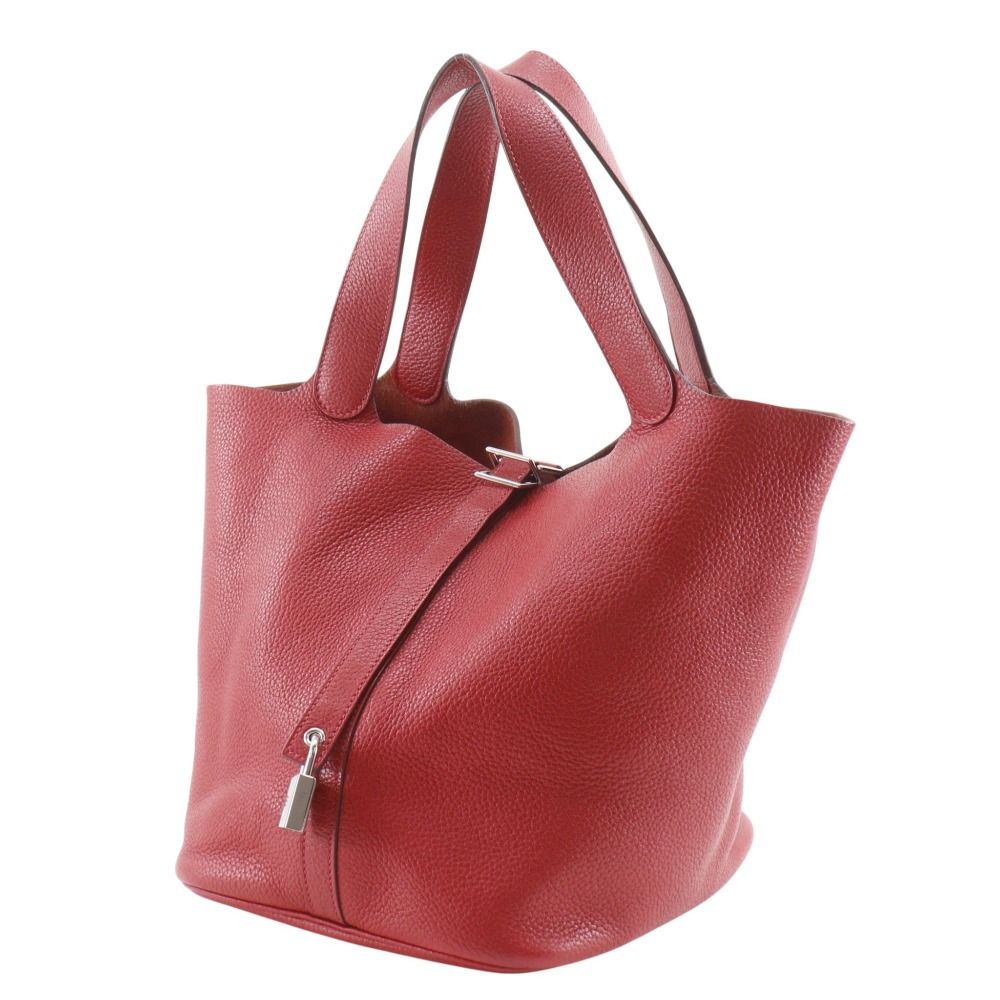 Hermes Picotin Lock GM Taurillon Clemence Red Silver Handbag