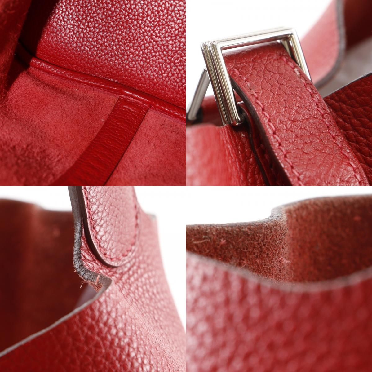 Hermes Picotin Lock GM Taurillon Clemence Red Silver Handbag