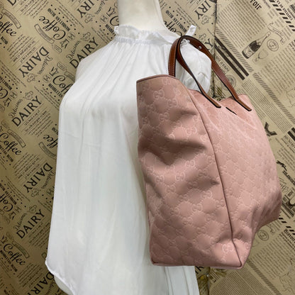 Gucci Tote GG Nylon Business Shoulder Pink Travel