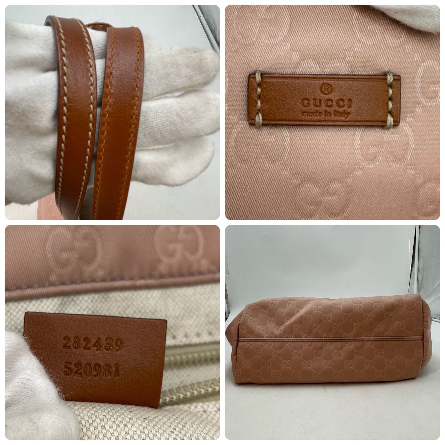 Gucci Tote GG Nylon Business Shoulder Pink Travel