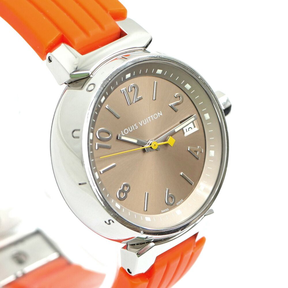 Louis Vuitton Tambour External Buckle Quartz Brown Dial Stainless Steel Orange