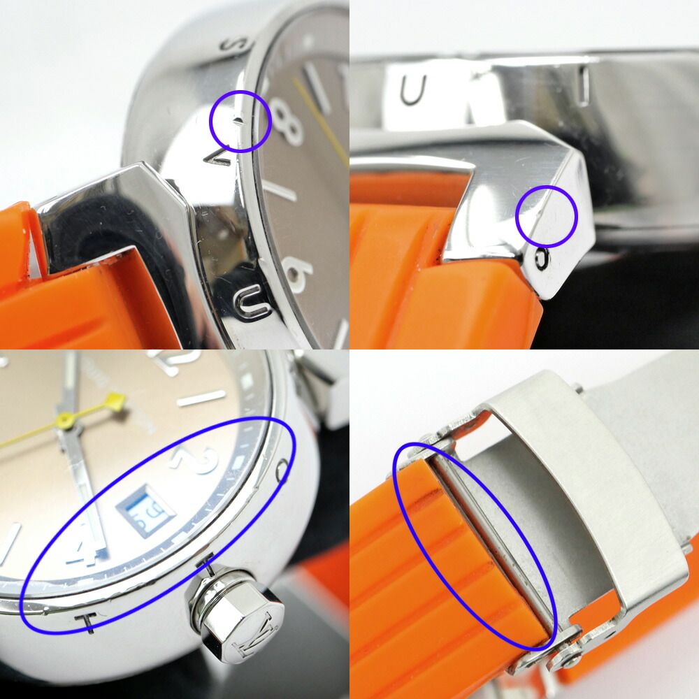 Louis Vuitton Tambour External Buckle Quartz Brown Dial Stainless Steel Orange