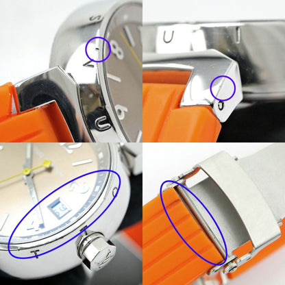 Louis Vuitton Tambour External Buckle Quartz Brown Dial Stainless Steel Orange