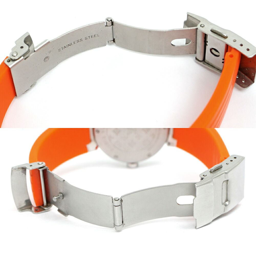 Louis Vuitton Tambour External Buckle Quartz Brown Dial Stainless Steel Orange