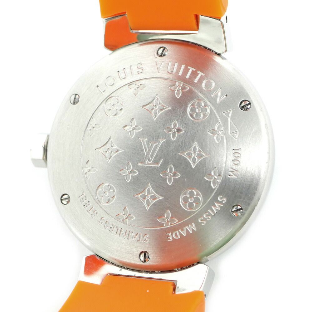 Louis Vuitton Tambour External Buckle Quartz Brown Dial Stainless Steel Orange