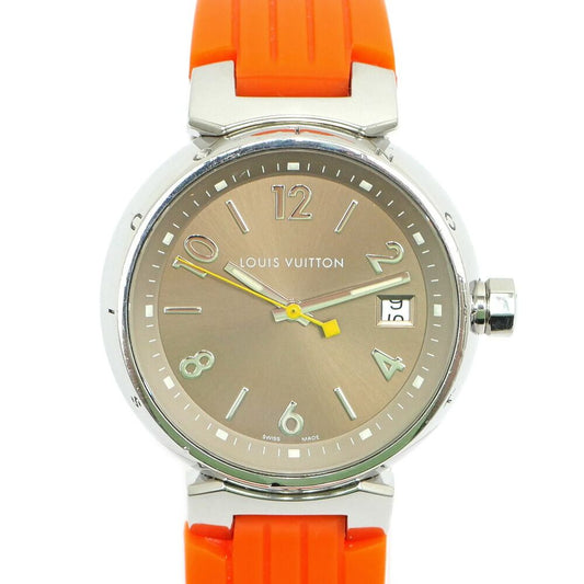 Louis Vuitton Tambour External Buckle Quartz Brown Dial Stainless Steel Orange