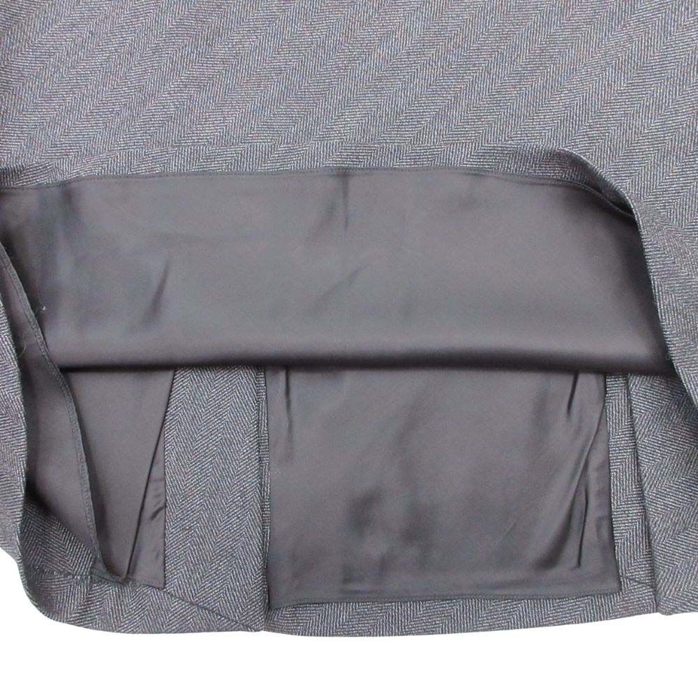 Balenciaga Herringbone Pattern Skirt Side Slit Semi Length Knee 34 Gray Black